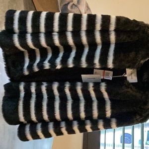 Frame black and white faux fur jacket